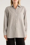 Rag & Bone Maxine Stripe Oversize Poplin Button-up Shirt In Gray