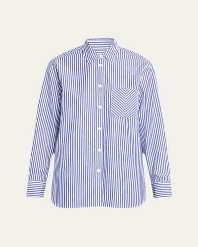 Rag & Bone Maxine Striped Cotton-poplin Shirt In Blue