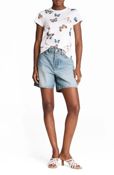 Rag & Bone Maya High Waist Raw Hem Denim Shorts In Tulip