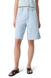 Rag & Bone Blue Tailored Mckenna Textured Denim Shorts In Brown