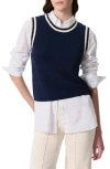 Rag & Bone Blue Meghan Striped Crochet-trim Sweater Vest In Blue