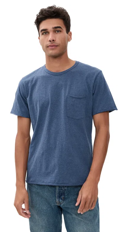 Rag & Bone Melange Miles Pocket Tee Hthnv In Blue