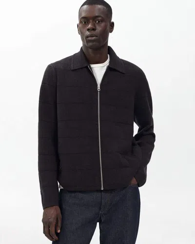 Rag & Bone Melrose Full-zip Windowpane Wool Sweater In Brown