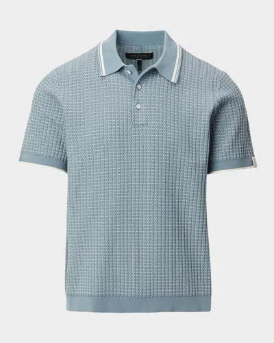 Rag & Bone Men & Apos;s Harvey Rib-knit Polo Shirt In Blue