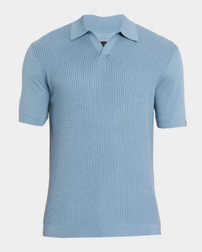 Rag & Bone Men & Apos;s Saxon Silk-cotton Polo Shirt In Blue