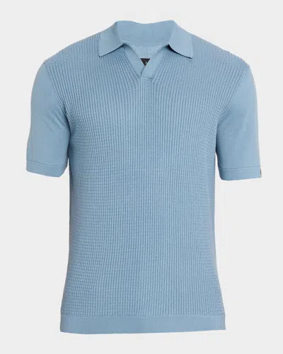 Rag & Bone Men & Apos;s Saxon Silk-cotton Polo Shirt In Fog Blue