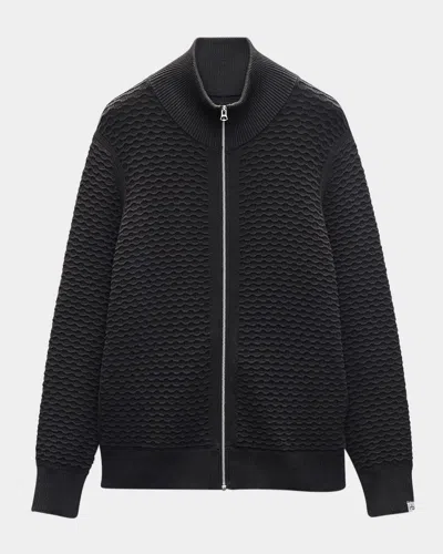 Rag & Bone Men's Andrew Cotton Ottoman Full-zip Sweater In Black