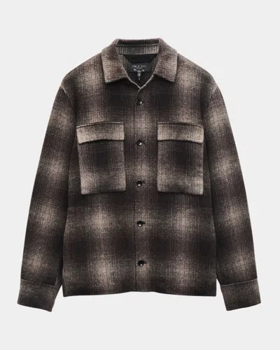 Rag & Bone Austin Plaid Wool Blend Flannel Button-up Shirt Jacket In Brown