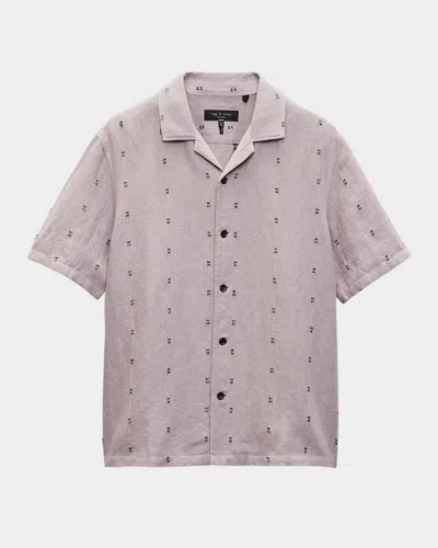 Rag & Bone Men's Avery Embroidered Linen Camp Shirt