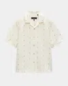 Rag & Bone Avery Embroidered Linen Shirt In Metallic