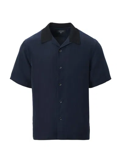 Rag & Bone Avery Linen-blend Slub Shirt In Blue