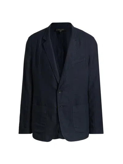 Rag & Bone Men's Butler Patch Pocket Linen Blazer In Blue