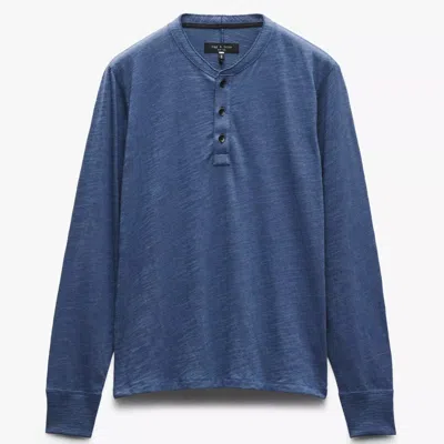 Rag & Bone Men's Classic Flame Henley, Worn Indigo In Blue