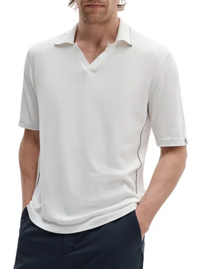 Rag & Bone Men's Conrad Silk-cotton Johnny Collar Polo Shirt In Chalk