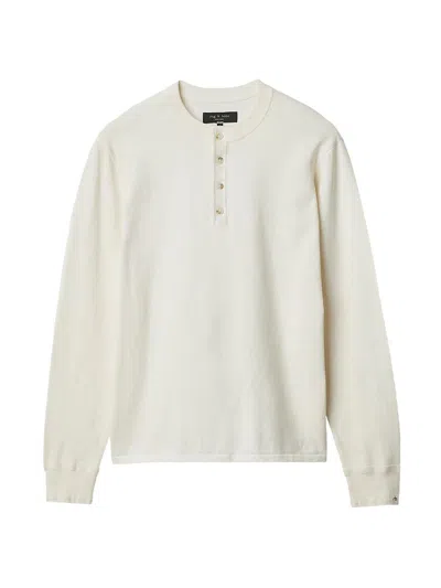 Rag & Bone Waffle-knit Cotton Henley T-shirt In Ivory