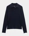 Rag & Bone Men's Crawford Wool And Cashmere Rib Polo Sweater In Blue
