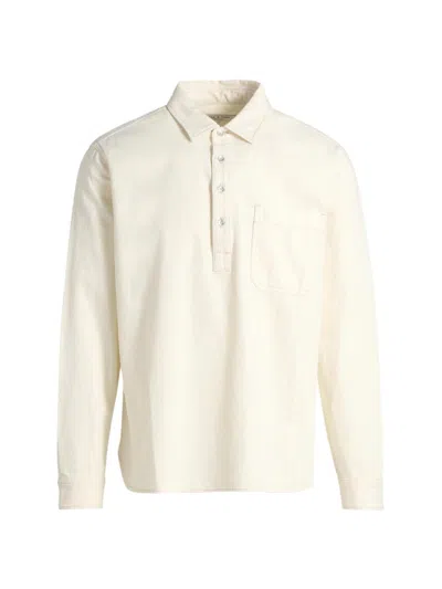 Rag & Bone Men's Denim Long-sleeve Polo Shirt In Neutral