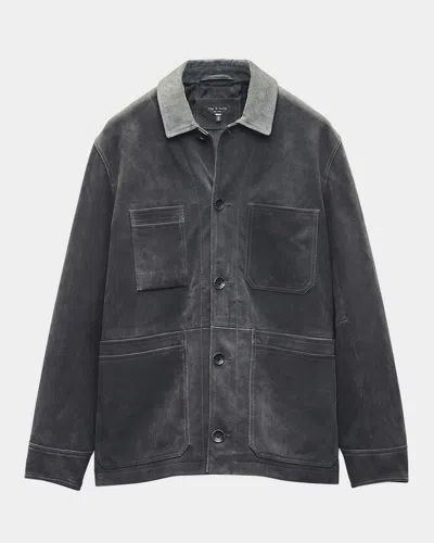 RAG & BONE MEN'S GRAHAM SUEDE MULTI-POCKET CHORE JACKET