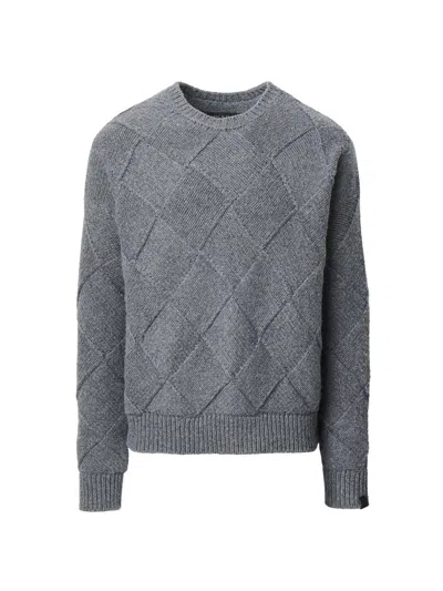 Rag & Bone Men's Hand-knit Entrelac Crewneck Sweater In Gray
