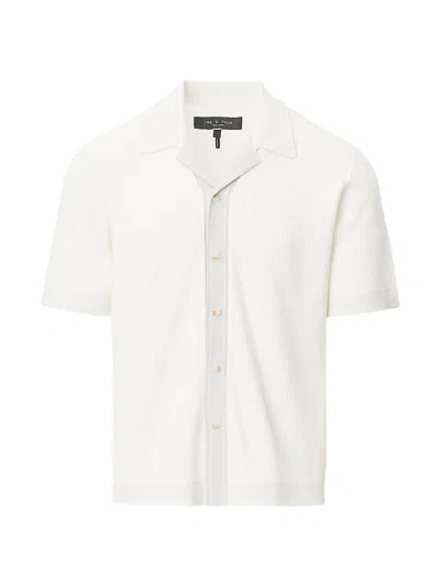Rag & Bone Men's Harvey Knit Camp Shirt In White