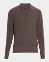 Rag & Bone Men's Harvey Plaid Johnny Collar Polo Sweater In Brown