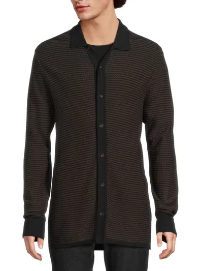 Rag & Bone Men's Hayes Button-up Polo Shirt In Brown