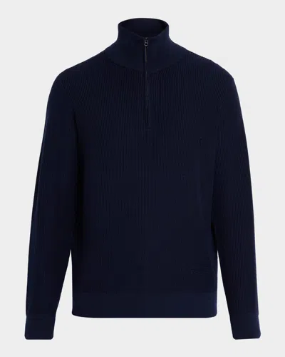 Rag & Bone Men's Joel Ribbed Mock Neck Quarter-zip Sweater In Blue