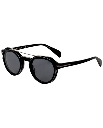 Rag & Bone Men's Black 51mm Sunglasses