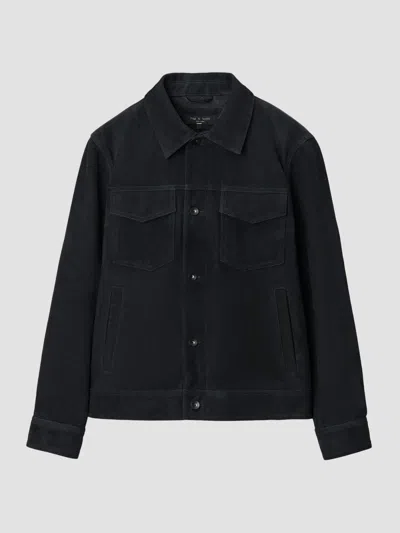 Rag & Bone Rb Suede Trucker Jacket In Black