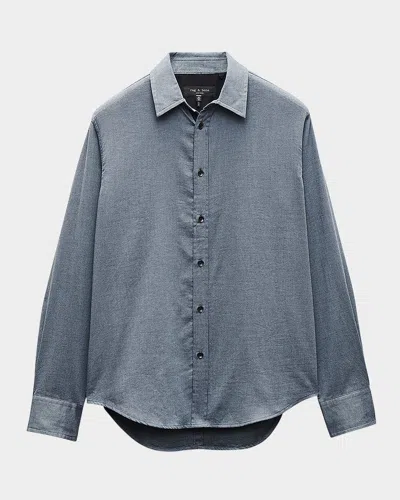 Rag & Bone Men's Tomlin Stretch-cotton Dobby Button-down Shirt In Gray