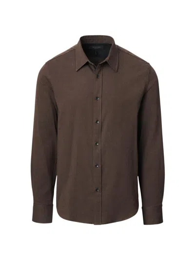 Rag & Bone Men's Tomlin Stretch-cotton Button-front Dobby Shirt In Brown