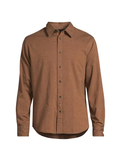 Rag & Bone Men's Tomlin Stretch-cotton Button-front Dobby Shirt In Brown