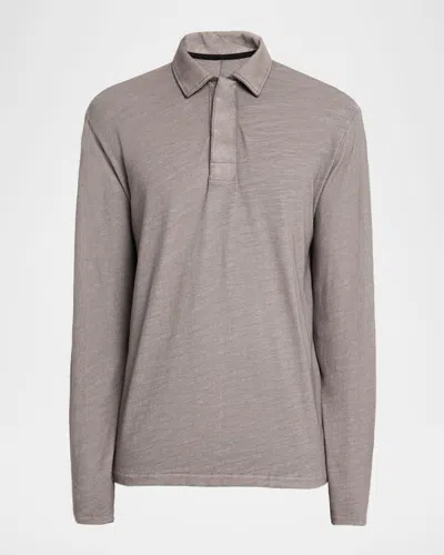 Rag & Bone Men's Washed Classic Flame Long-sleeve Rugby Polo Shirt In Brown