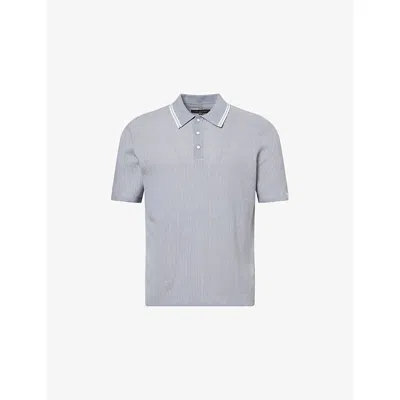 Rag & Bone Mens Lblue Harvey Tipped-collar Cotton-blend Polo Shirt In Gray