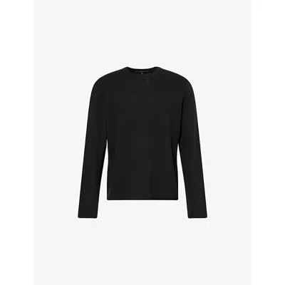Rag & Bone Mens Harvey Crewneck Cotton-blend Jumper Blk/blk In Animal Print