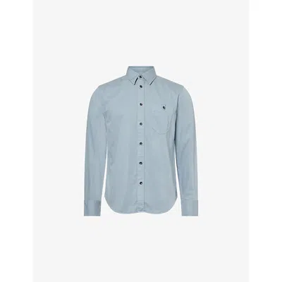 Rag & Bone Mens  Tomlin Long-sleeve Cotton-blend Shirt In Blue