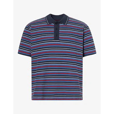 Rag & Bone Mens Stripe Pique Short-sleeve Polo Knit Shirt Nvymt