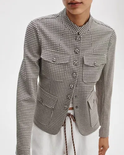 Rag & Bone Mercer Refine Knit Blazer In Black Plaid In Gray