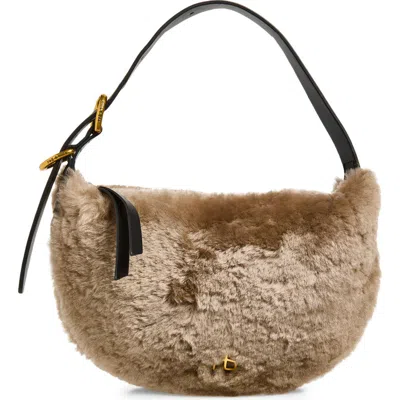 Rag & Bone Mercer Small Genuine Shearling Hobo In Mink