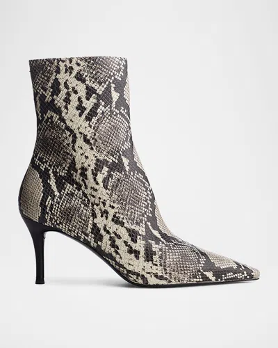 RAG & BONE MERCER SNAKE-EMBOSSED LEATHER ANKLE BOOTS
