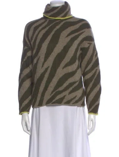 Pre-owned Rag & Bone Merino Wool Animal Print Sweater In Green