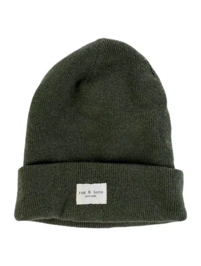 Pre-owned Rag & Bone Merino Wool Blend Knit Beanie In Green