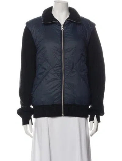 Pre-owned Rag & Bone Merino Wool Bomber Jacket In Blue