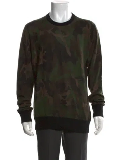Pre-owned Rag & Bone Merino Wool Camouflage Print Pullover In Green