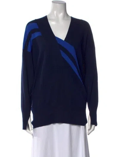 Pre-owned Rag & Bone Merino Wool Colorblock Pattern Sweater In Blue