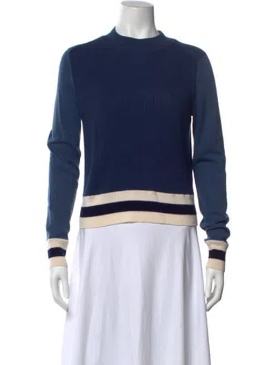 Pre-owned Rag & Bone Merino Wool Colorblock Pattern Sweater In Blue