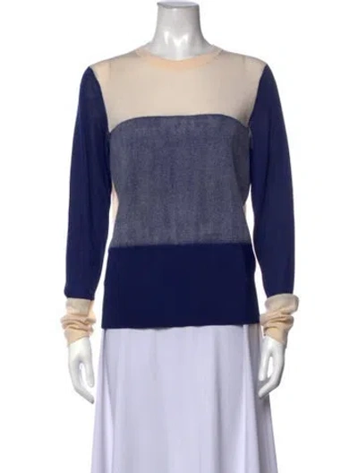 Pre-owned Rag & Bone Merino Wool Colorblock Pattern Sweater In Blue/neutrals