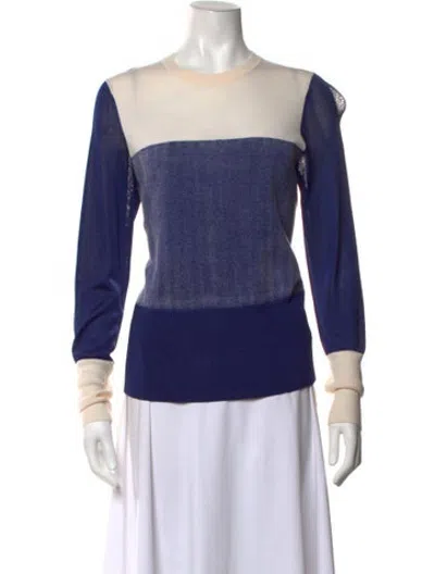 Pre-owned Rag & Bone Merino Wool Colorblock Pattern Sweater In Blue/white