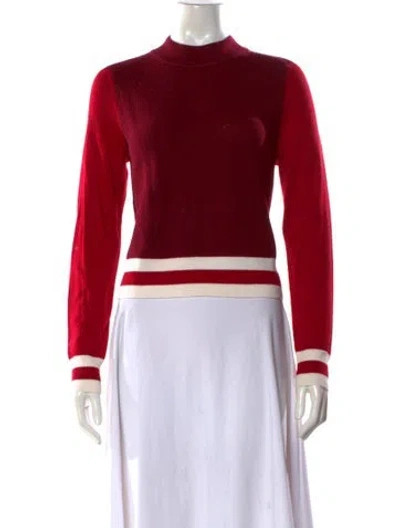 Pre-owned Rag & Bone Merino Wool Colorblock Pattern Sweater In Red