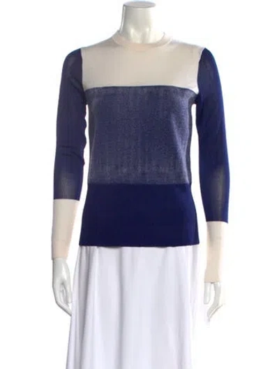 Pre-owned Rag & Bone Merino Wool Colorblock Pattern Sweater W/ Tags In Blue
